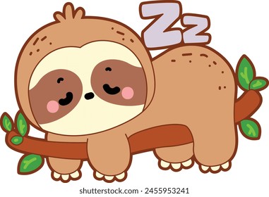 Twitch emote cute sloth vector icon. Funny baby sloth animal series stock illustration. Slow life of fluffy sloth designs.