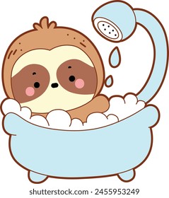 Twitch emote cute sloth vector icon. Funny baby sloth animal series stock illustration. Slow life of fluffy sloth designs.