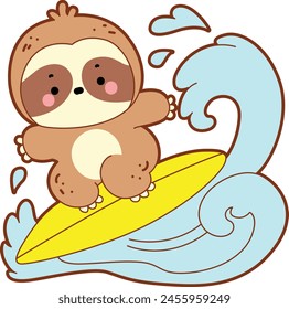 Twitch emote cute sloth vector icon. Funny baby sloth animal series stock illustration. Slow life of fluffy sloth designs.