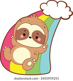 Twitch emote cute sloth vector icon. Funny baby sloth animal series stock illustration. Slow life of fluffy sloth designs.