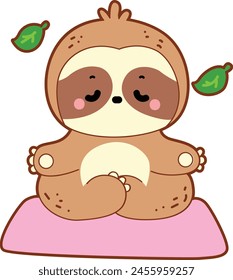 Twitch emote cute sloth vector icon. Funny baby sloth animal series stock illustration. Slow life of fluffy sloth designs.