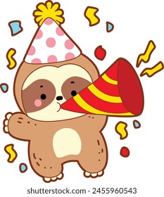 Twitch emote cute sloth vector icon. Funny baby sloth animal series stock illustration. Slow life of fluffy sloth designs.