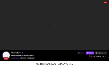 Twitch Interface. Streaming Platform Interface. Live Stream Template