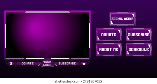 Twitch Live Streaming Overlay And Panels Set Template