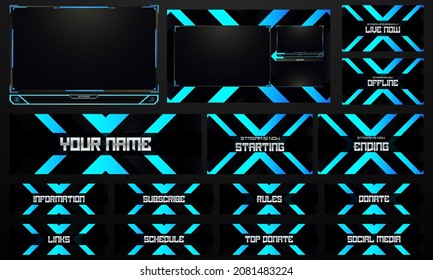 Twitch Overlay Live Stream template Design set.