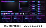 Twitch streaming overlay design with panels and alerts