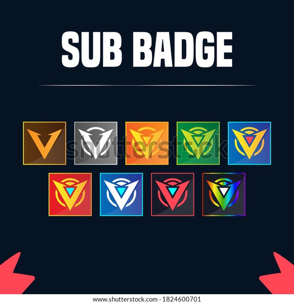 Twitch V Logo Sub Badge Stock Vector Royalty Free