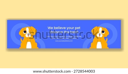 Twitter Ad Pets Care Services With Flat Cartoon Hand Drawn Templates Illustration
