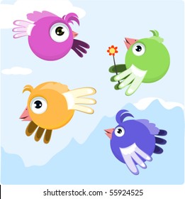 Twitter birds abstract cartoons