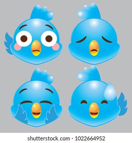 twitter blue bird emoji icon set