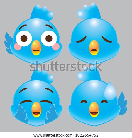 twitter blue bird emoji icon set