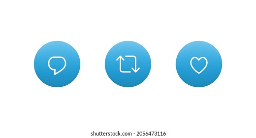 Twitter Icons. Reply Tweet, Retweet, And Like. Vector Illustration