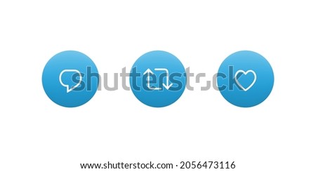 Twitter Icons. Reply Tweet, Retweet, and Like. Vector Illustration