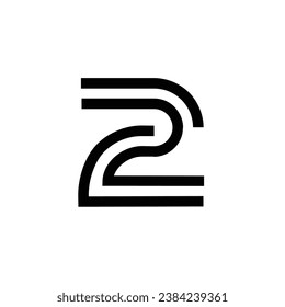 two 2 logo letter monogram minimal modern design template