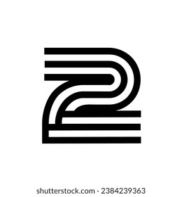 two 2 logo letter monogram minimal modern design template