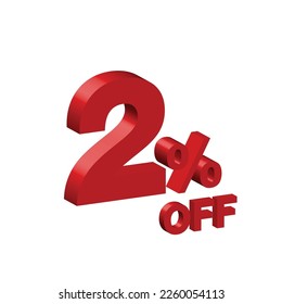 two 2 percent off 3d vector illustration 