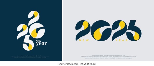 Two 2026 new year designs in blue yellow and white colors.