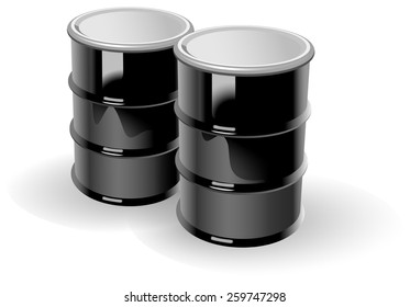 Two 3D black barrels