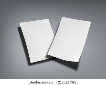 Two 3D Blank Writing Paper Sheet On Dark Background. EPS10 Vector