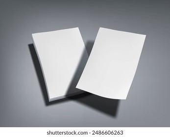 Two 3D Blank Writing Paper Sheet On Dark Background. EPS10 Vector