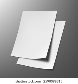 Two 3D Blank Writing Paper Sheet On Dark Background. EPS10 Vector