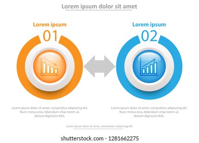 Two 3D colorful marble circle topics for website presentation cover poster vector design infographic illustration concept