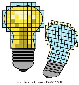 Two 3d glowing lamp on a white background