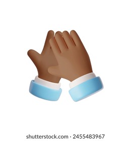 Two 3D hands clasped together, depicting a strong bond or friendship in a sign of unity vector icon illustration