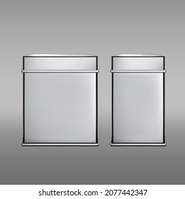 Two 3D Rectangular Aluminum Metal Box Container Packaging. EPS10 Vector