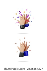 Two 3d rendered hands high fiving. Success in business. Celebration of victory, team achievement or congratulations concept.