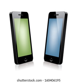 two 3d smartphones. vector illustration eps10