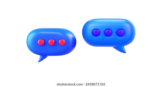 Two 3D vector vibrant speech bubbles