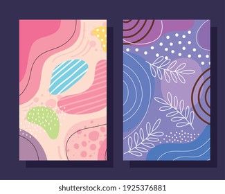 two abstracs organics shapes set backgrounds vector illustration design