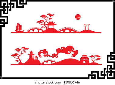 Two Abstract Asian Landscape