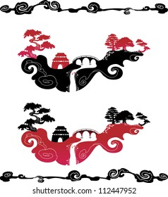 Two abstract Asian Landscapes