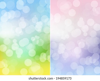 Two abstract background with blur lights - vector illustration