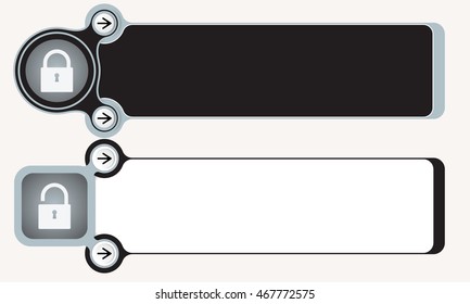 Two abstract boxes for your text and padlock