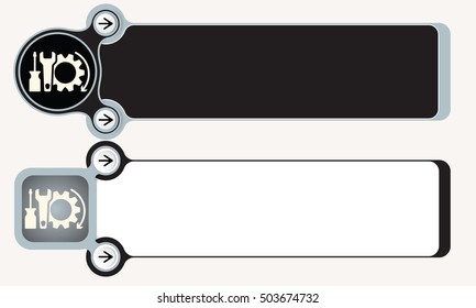 Two abstract boxes for your text with tools symbol