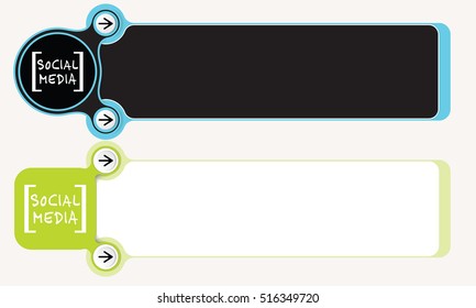 Two abstract boxes for your text with brackets and the words social media