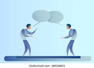 Two Abstract Businessman Talking Chat Box Bubble Communication Concept, Business Man Vector Illustration