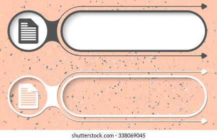 Two abstract buttons with arrows and document icon