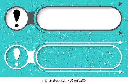 Two abstract buttons with arrows and exclamation mark