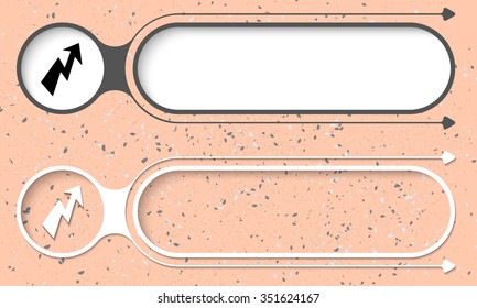 Two abstract buttons with arrows and flash icon