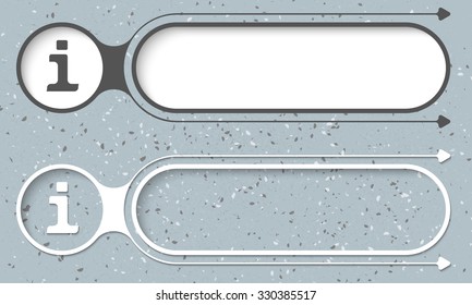 Two abstract buttons with arrows and info symbol