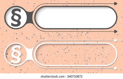 Two abstract buttons with arrows and paragraph