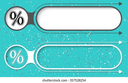 Two abstract buttons with arrows and percent symbol