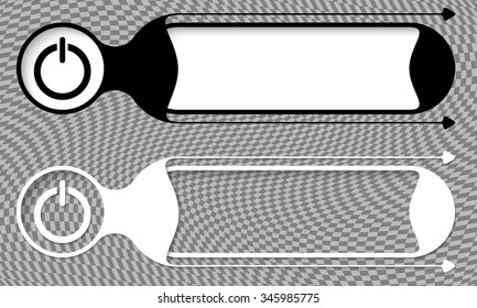 Two abstract buttons with arrows and power button