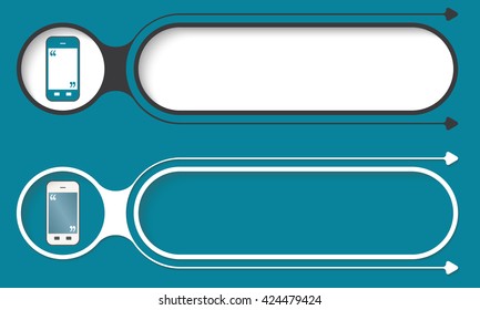 Two abstract buttons with arrows and smart phone
