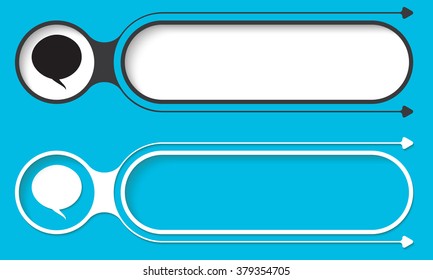 Two abstract buttons with arrows and speech bubble