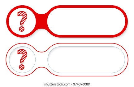 Two abstract buttons for your text and question mark
